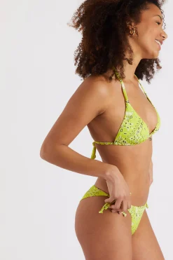 Banana Moon Bikini imprimé bandanas coloris anis Rico & Lina Benita-Femme Échancré|Culotte Nouée