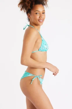 Banana Moon Bikini imprimé bandanas coloris jade Rico & Lina Benita-Femme Échancré|Culotte Nouée