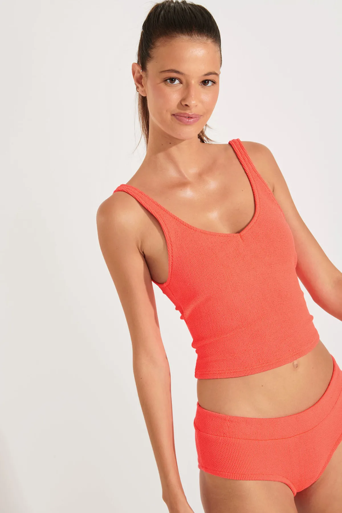Banana Moon Ensemble 2 pièces corail TIAMO & BIA SCRUNCHY- Shorty|Top & Tankini